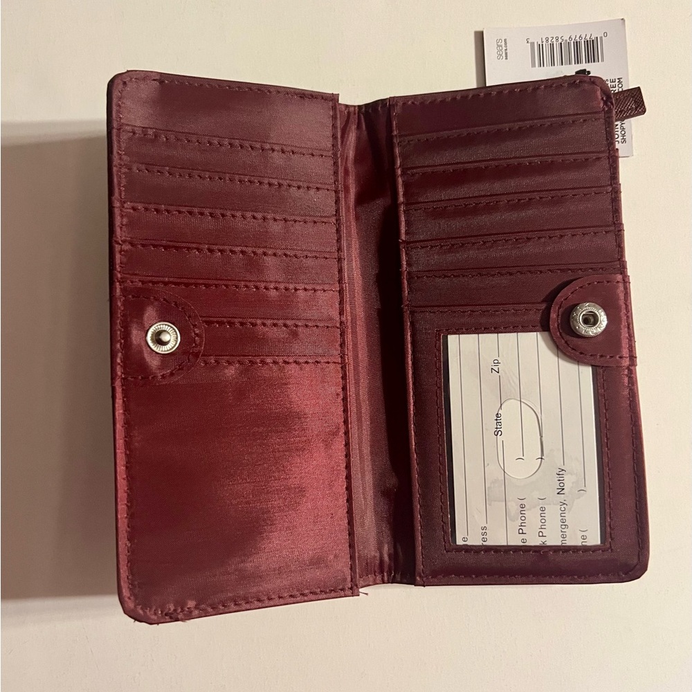 Vintage Slim Bifold 1 ID Window/Credit Card Holder wine